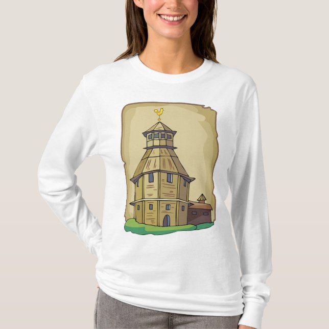 Medieval Wooden Watchtower and Fortress T-Shirt (Front)