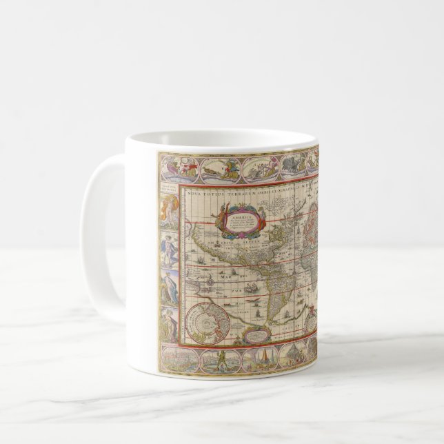 Medieval World Map by Willem Blaeu Coffee Mug (Front Left)