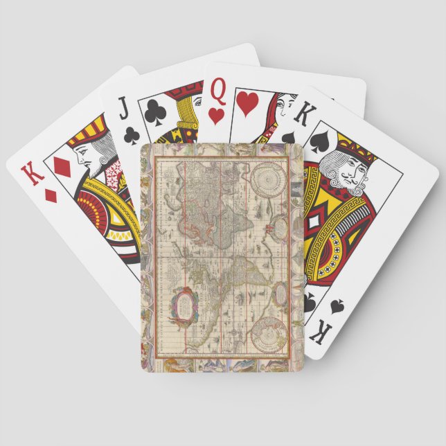 Medieval World Map (by Willem Blaeu) Poker Cards (Back)
