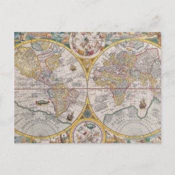 Medieval World Map From 1525 Postcard by WanderingWonders at Zazzle