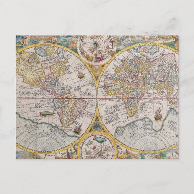 Medieval World Map From 1525 Postcard (Front)