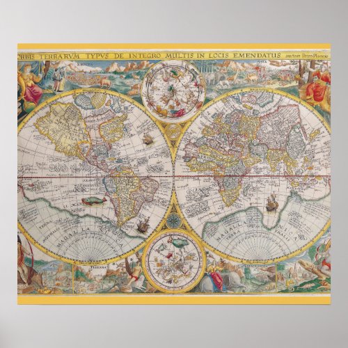 Medieval World Map From 1525 Poster