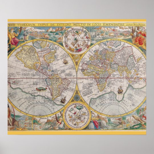 Medieval World Map From 1525 Poster 