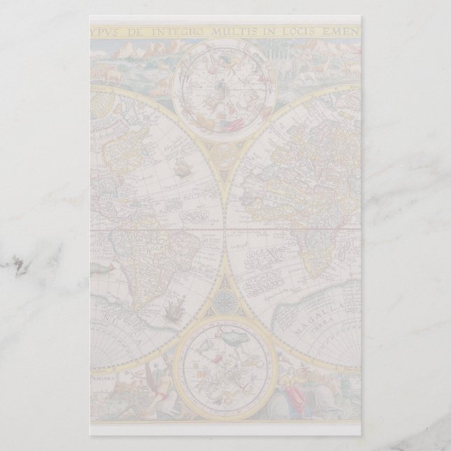 Medieval World Map From 1525 Stationery (Front)