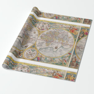 Medieval World Map From 1525 Wrapping Paper