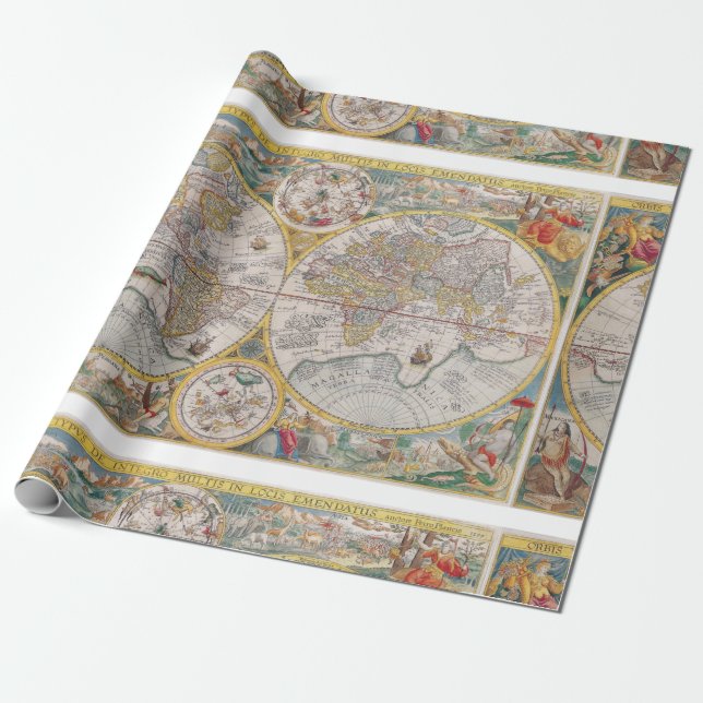 Medieval World Map From 1525 Wrapping Paper (Unrolled)
