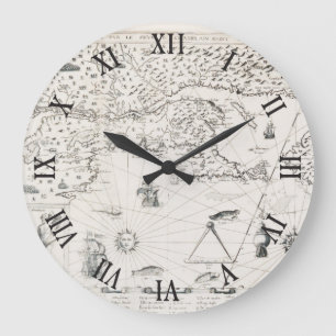 Medieval World map Quebec New France America Large Clock