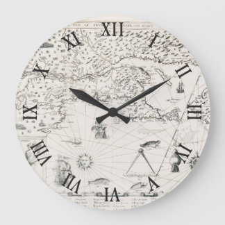 Medieval World map Quebec New York Large Clock