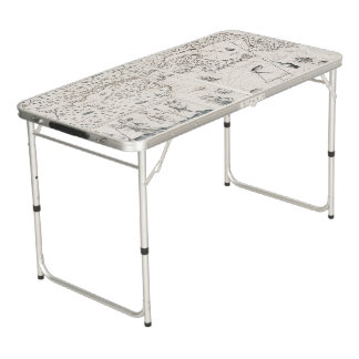 Medieval World map Quebec Nouvelle-France America Beer Pong Table