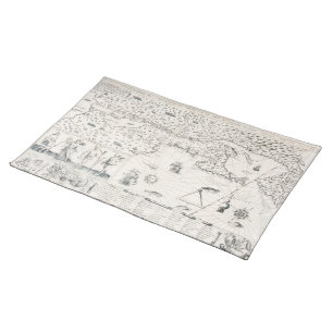 Medieval World map Quebec Nouvelle-France America Cloth Placemat