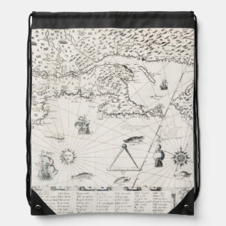 Medieval World map Quebec Nouvelle-France America Drawstring Bag
