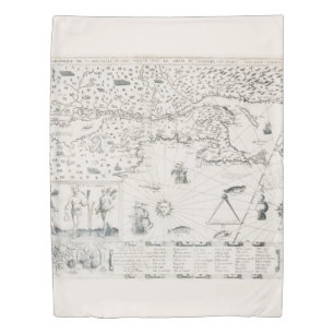 Medieval World map Quebec Nouvelle-France America Duvet Cover