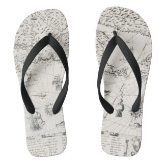 Medieval World map Quebec Nouvelle-France America Flip Flops