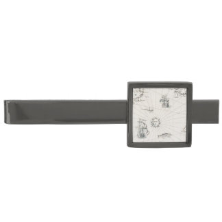 Medieval World map Quebec Nouvelle-France America Gunmetal Finish Tie Bar