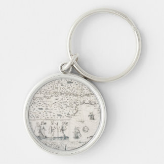 Medieval World map Quebec Nouvelle-France America Keychain