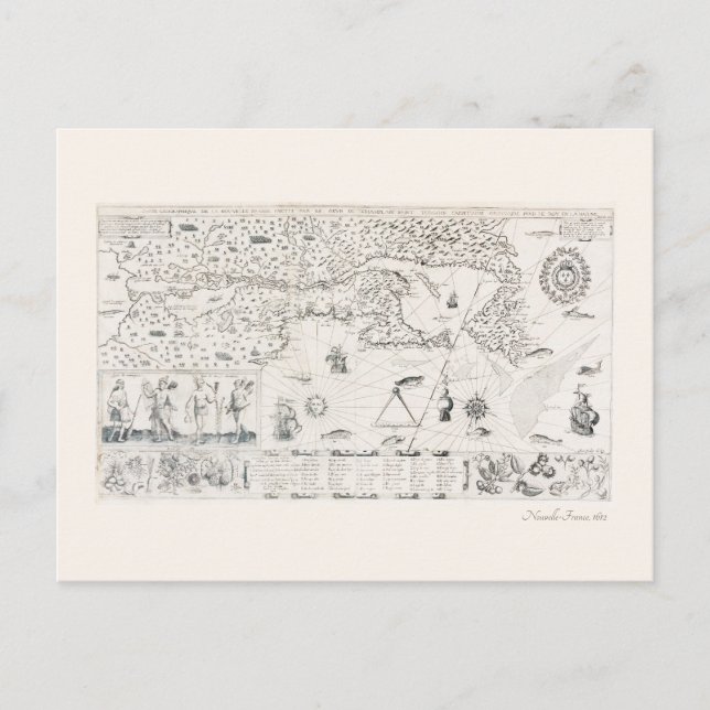 Medieval World map Quebec Nouvelle-France America Postcard (Front)