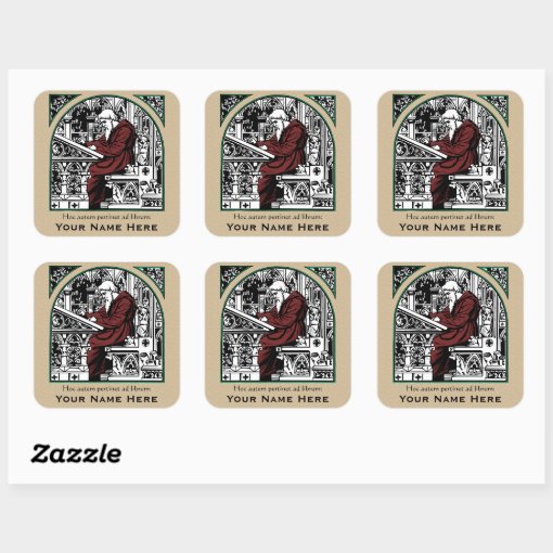 Medieval Writing Desk and Monk Bookplate | Zazzle