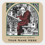 Medieval Writing Desk and Monk Bookplate