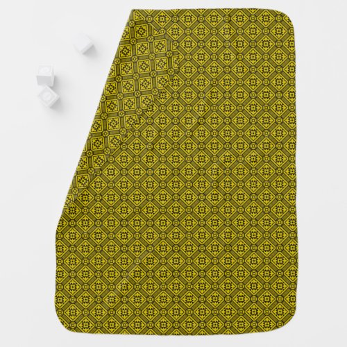 Medieval Yellow Black Lilies Romanesque Pattern Baby Blanket