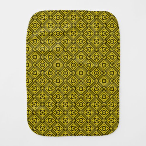 Medieval Yellow Black Lilies Romanesque Pattern Baby Burp Cloth