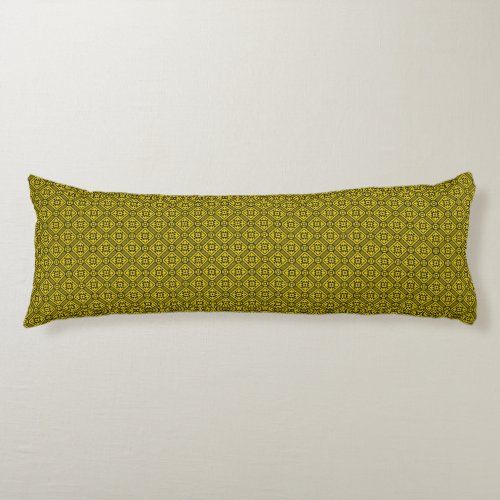 Medieval Yellow Black Lilies Romanesque Pattern Body Pillow