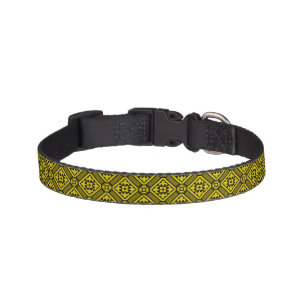 Medieval Yellow Black Lilies Romanesque Pattern Pet Collar