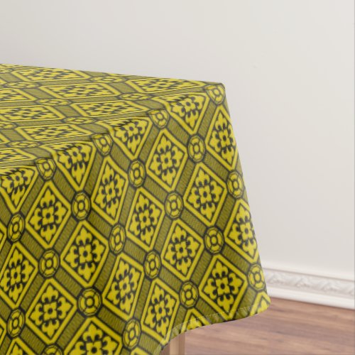 Medieval Yellow Black Lilies Romanesque Pattern Ta Tablecloth