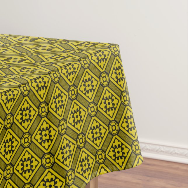 Medieval Yellow Black Lilies Romanesque Pattern Ta Tablecloth (In Situ)