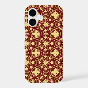 Medieval Yellow Red Rosette Flower Pattern iPhone 17 Case