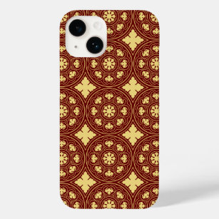 Medieval Yellow Red Rosette Flower Pattern Case-Mate iPhone 14 Case