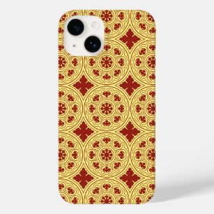 Medieval Yellow Red Rosette Flower Pattern Case-Mate iPhone 14 Case