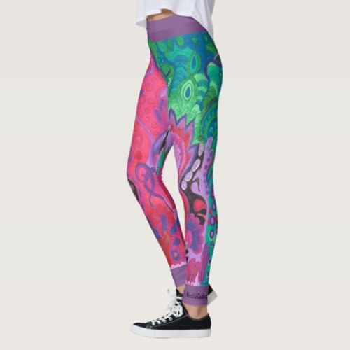 Medilludesign Inner Garden violet green Leggings