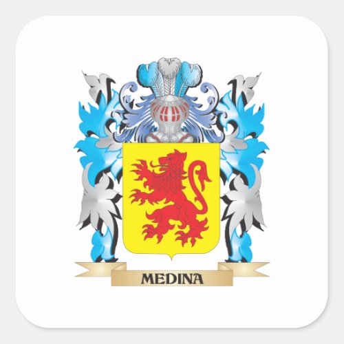 Medina Coat of Arms _ Family Crest Square Sticker