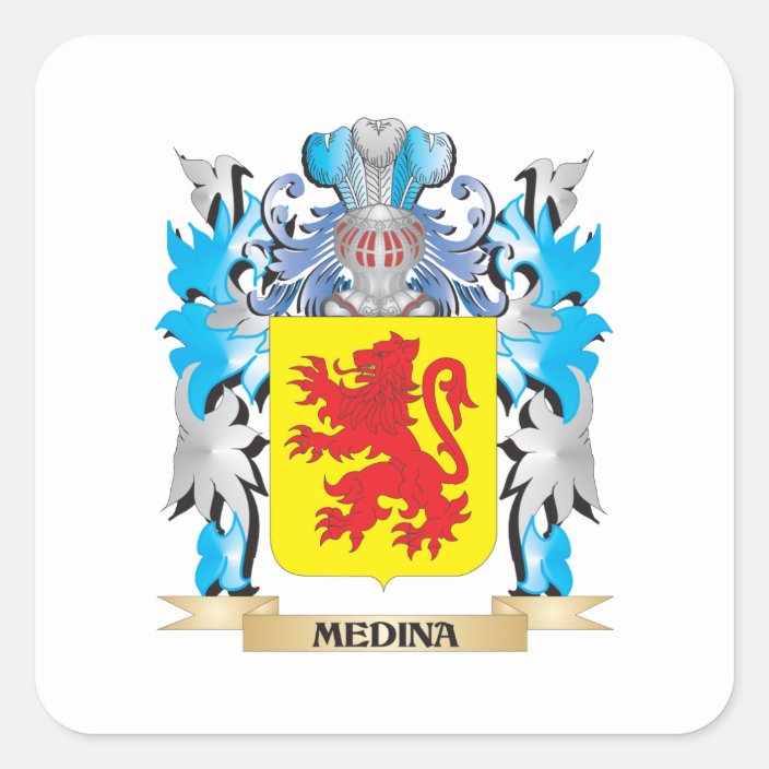 Medina Coat of Arms - Family Crest Square Sticker | Zazzle.com