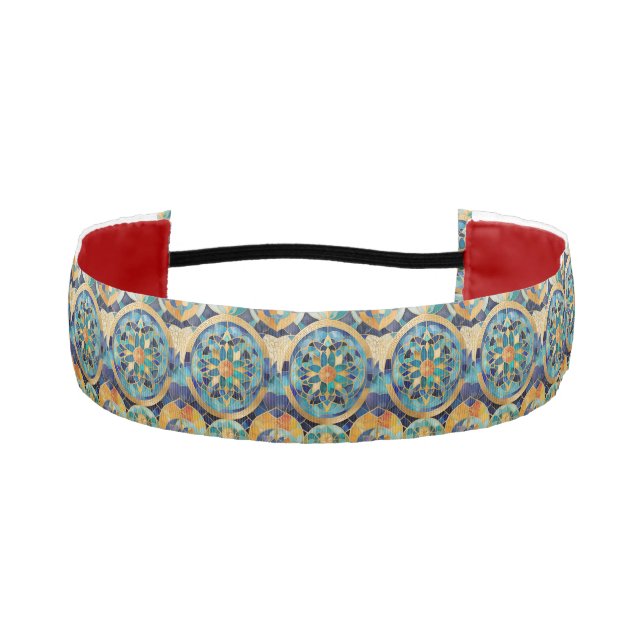 "Medina Maze: Moroccan-Inspired Geometric Design f Athletic Headband (Front)