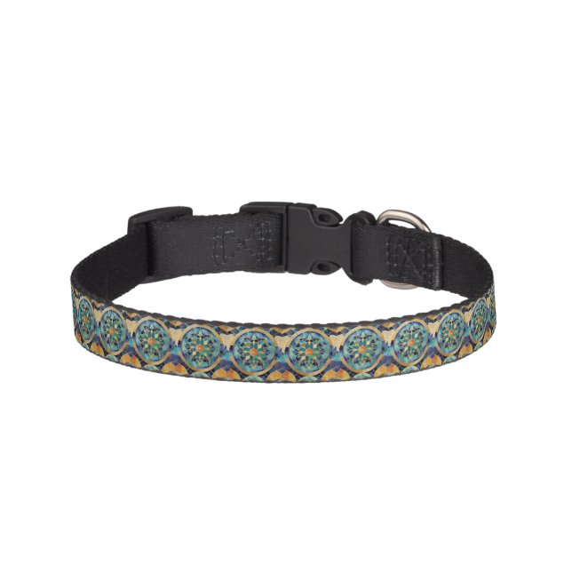 "Medina Maze: Moroccan-Inspired Geometric Design f Pet Collar (Front)