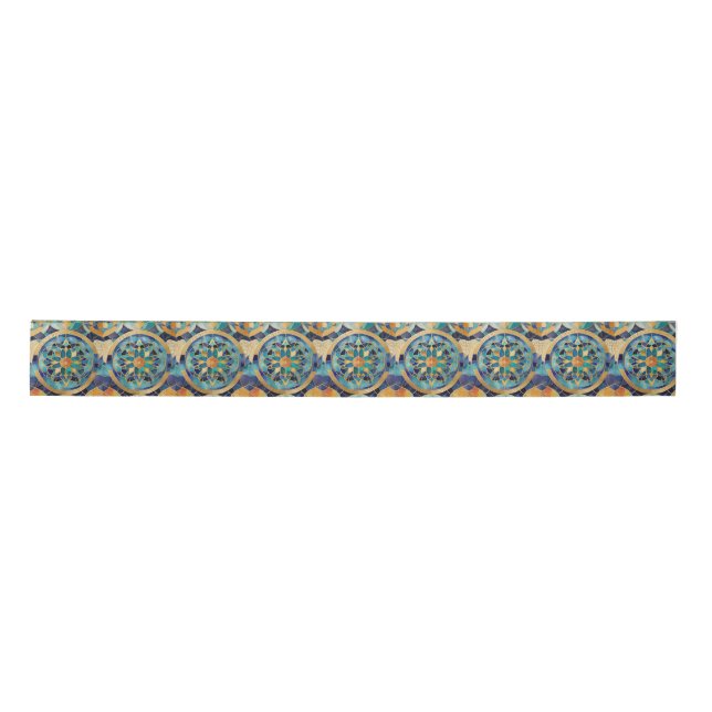 "Medina Maze: Moroccan-Inspired Geometric Design f Satin Ribbon (Front)