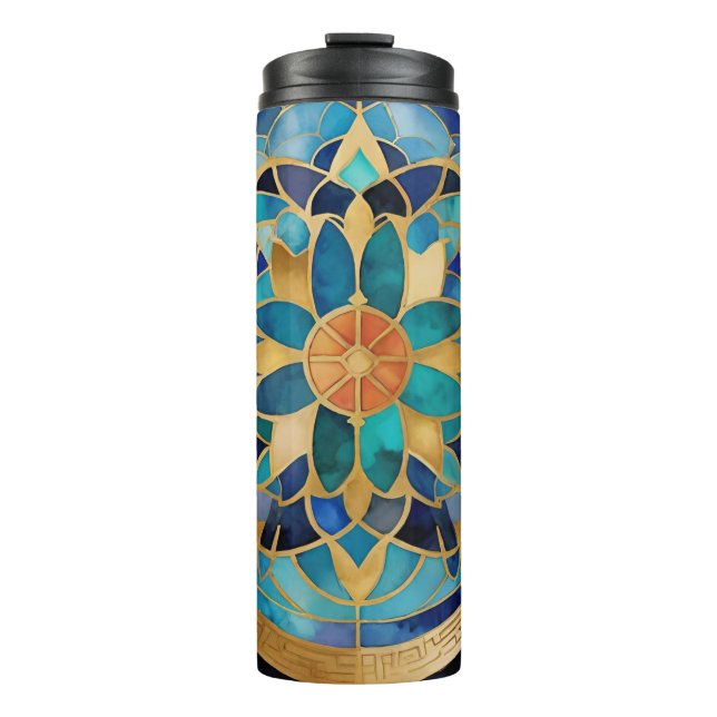 "Medina Maze: Moroccan-Inspired Geometric Design f Thermal Tumbler (Front)