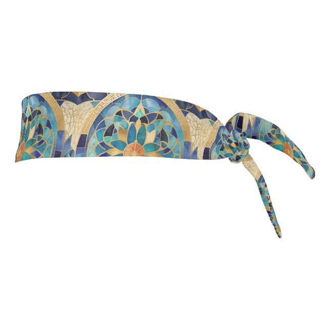 "Medina Maze: Moroccan-Inspired Geometric Design f Tie Headband (Rotate 90)