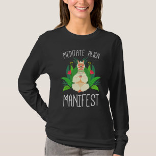 Meditate Align Manifest Cute Llama Doing Yoga T-Shirt