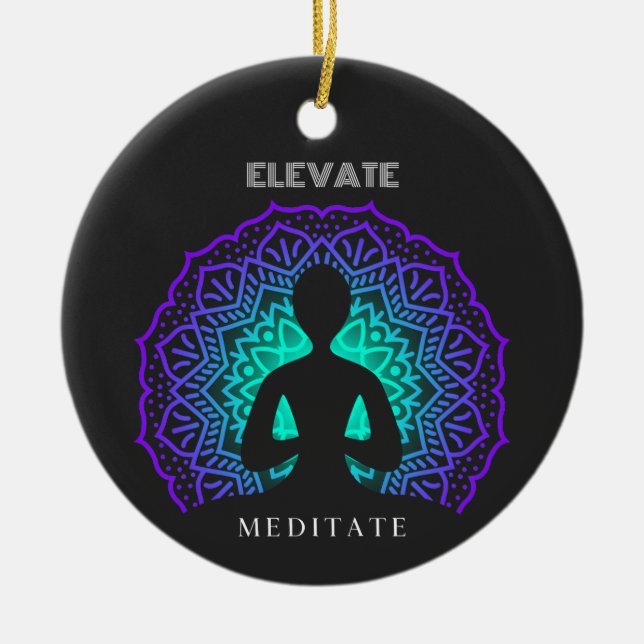 Meditate Elevate Ceramic Ornament (Front)