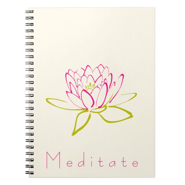 Meditate Lotus Flower / Water Lily Illustratio Notebook (Front)