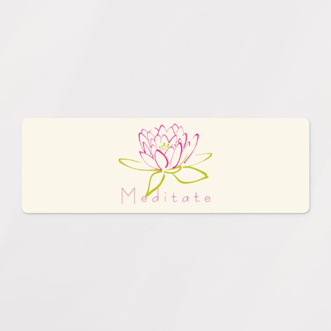 Meditate Lotus Flower / Water Lily Illustration Labels (Design 1)