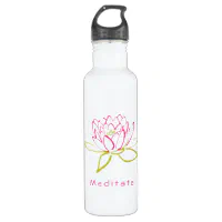 Pink Lotus Stainless Steel Yoga Water Bottle - 20 oz Insulated