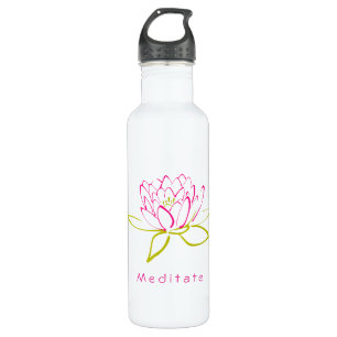 Meditate. Lotus Flower / Water Lily Illustration Water Bottle