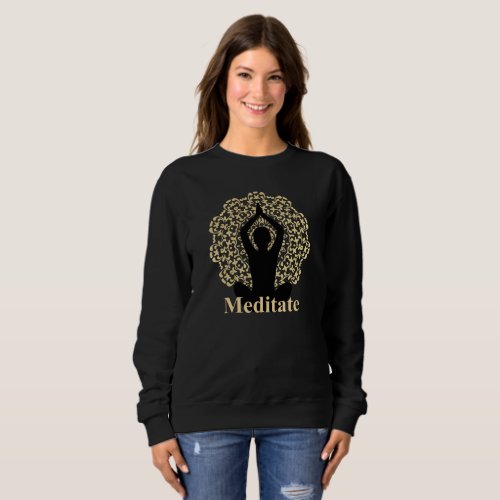 Meditate Silhouette Spiritual Graphic Sweatshirt