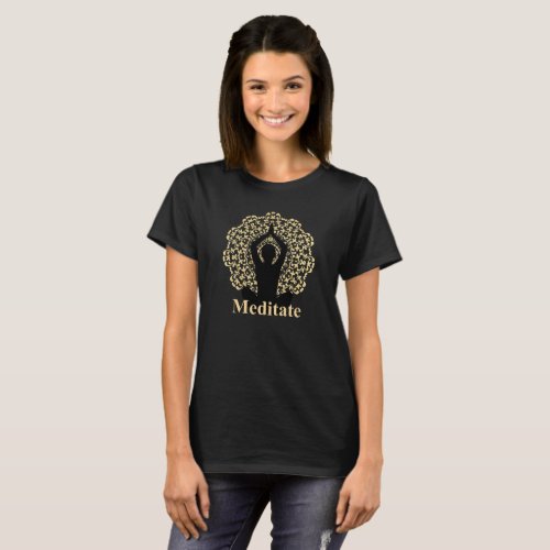 Meditate Silhouette Spiritual Graphic T_Shirt