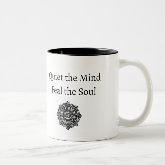 Meditate to quiet the mind Two-Tone coffee mug (Right)