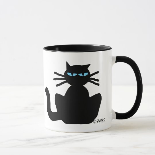 Meditating Black Cat with Blue Eyes Coffee Mug