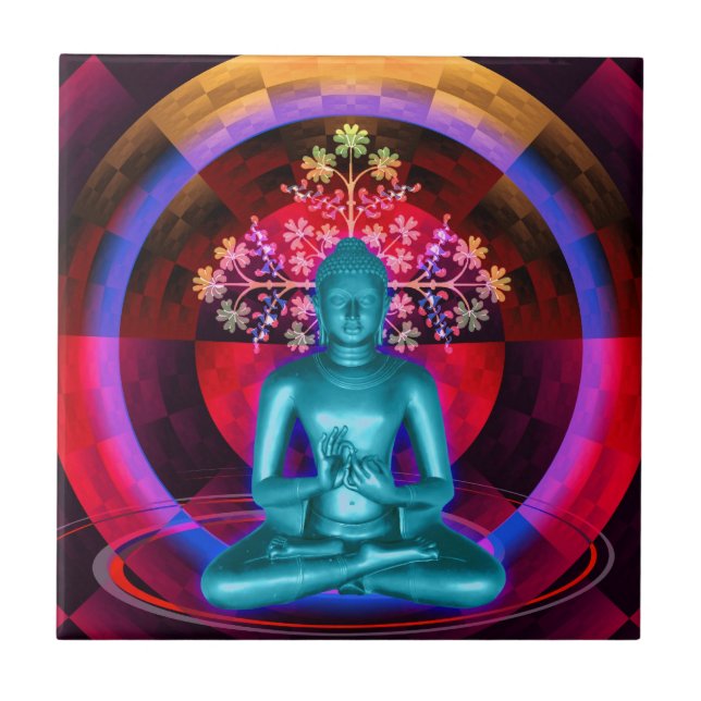 Meditating Blue Buddha Tile (Front)
